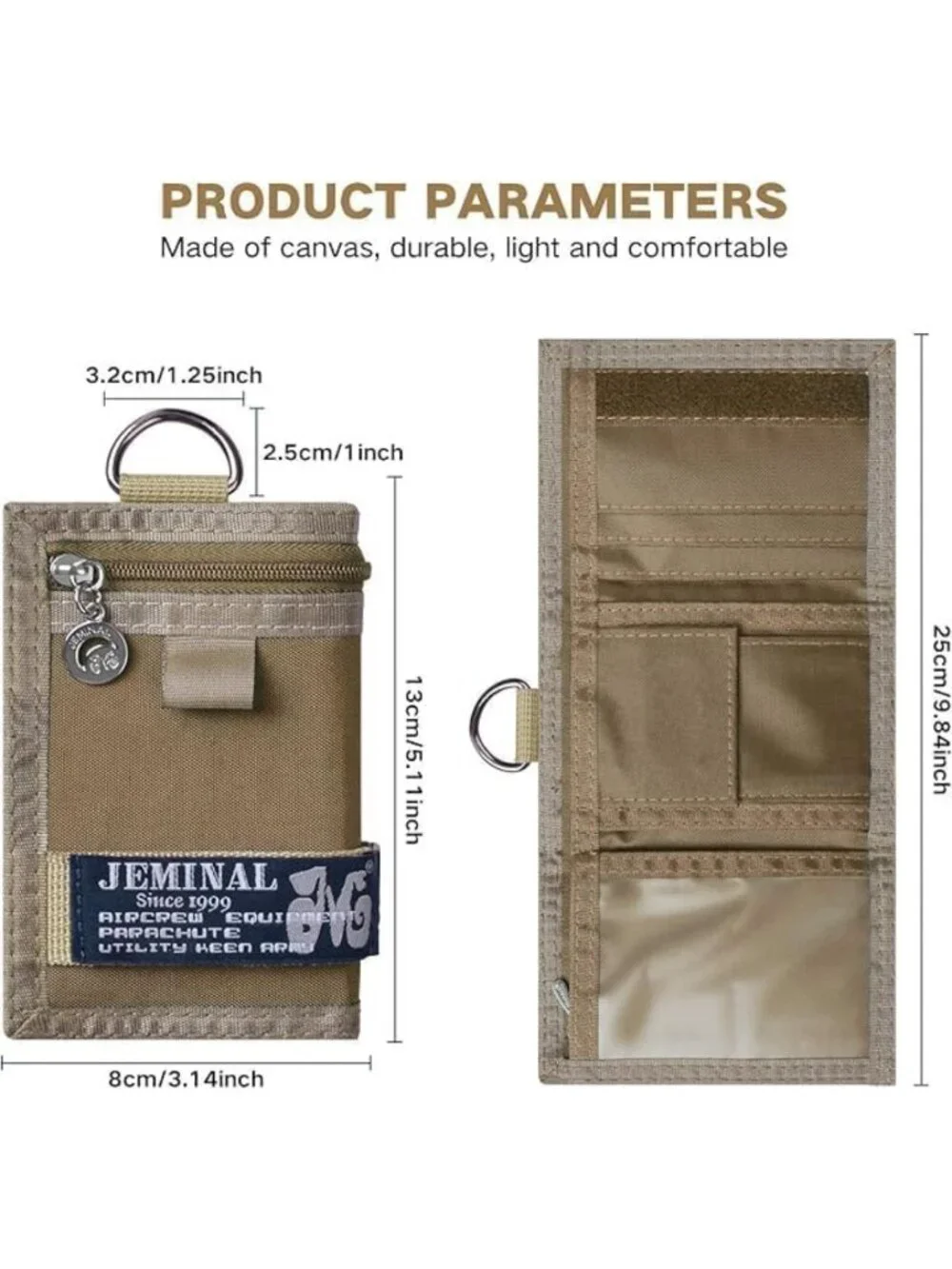 Trifold Canvas Wallet for Men | Lightweight Nylon, Keychain, Multiple Card